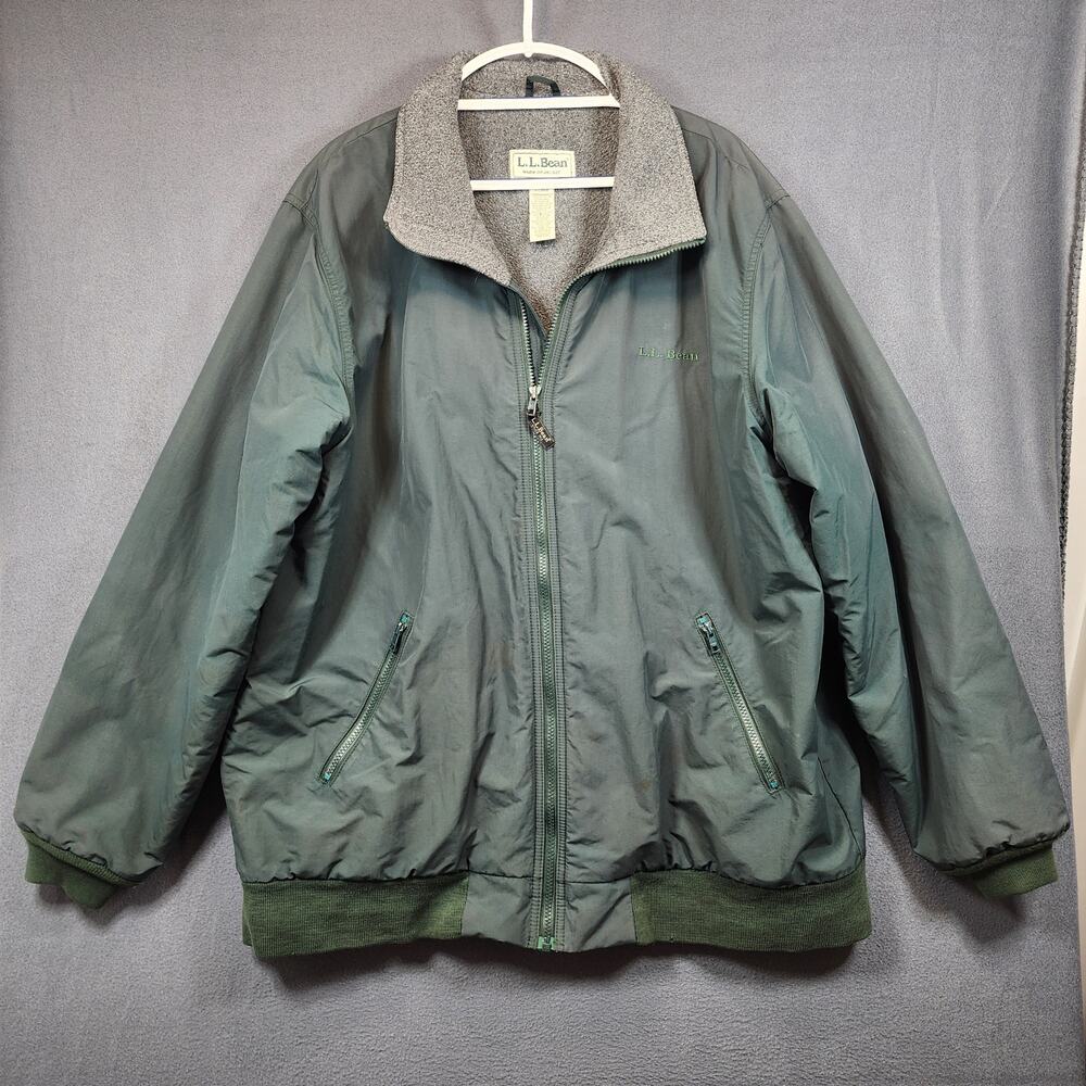 Vintage LL Bean Mens Warm Up Jacket XLT XL Tall Green Lined Insulated Outdoors